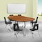Flash Furniture Mobile 76" Oval Wave Oak Table Set-18" Chairs XU-GRP-18CH-A3048CON-48-OAK-T-A-CAS-GG - alternate 1